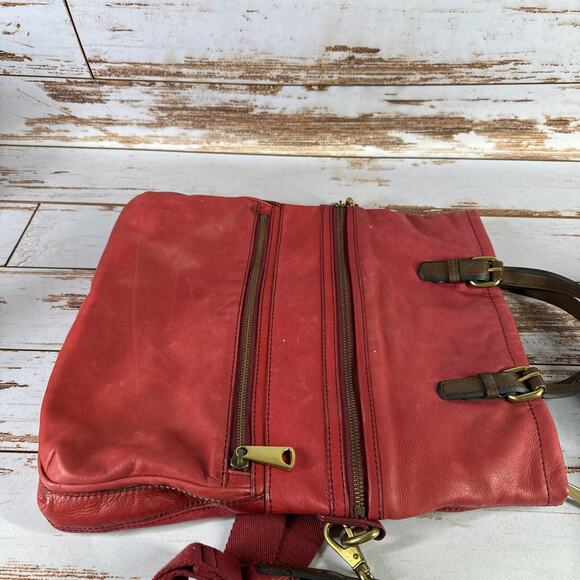 Fossil Saddle Bag XL Reddish w/ Red OT Leather Super Duty 15” x 16" - Picture 8 of 10